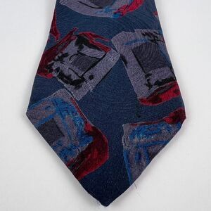 Swindon Abstract‎ Blue Purple Red Silk Pointed Classic Necktie Tie